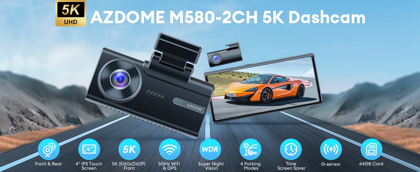 AZDOME M580 Dash Camera 5K